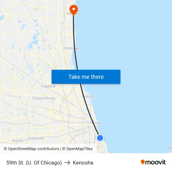 59th St. (U. Of Chicago) to Kenosha map