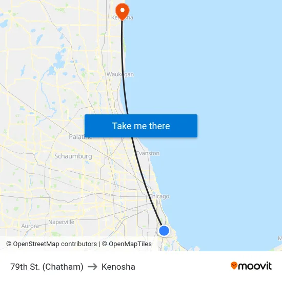 79th St. (Chatham) to Kenosha map