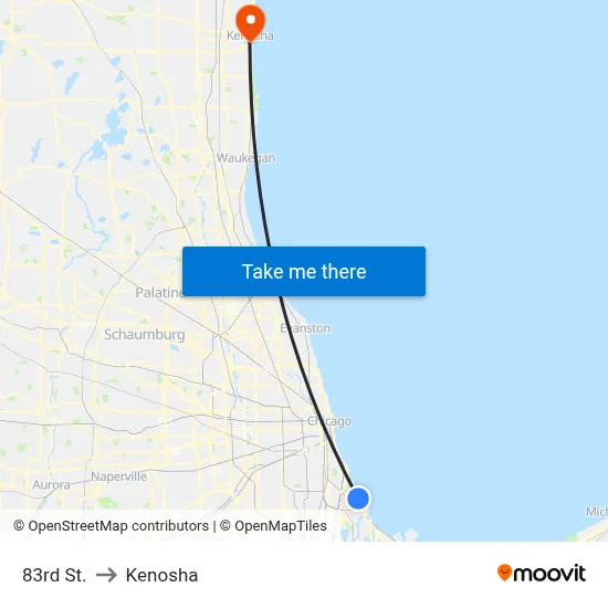 83rd St. to Kenosha map