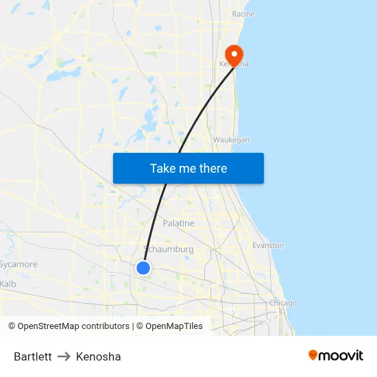 Bartlett to Kenosha map