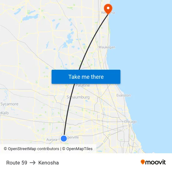 Route 59 to Kenosha map
