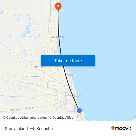 Stony Island to Kenosha map