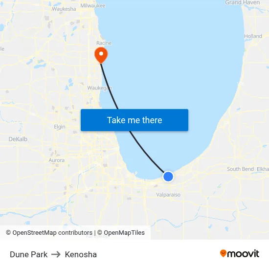 Dune Park to Kenosha map