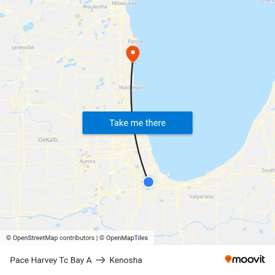 Pace Harvey Tc Bay A to Kenosha map