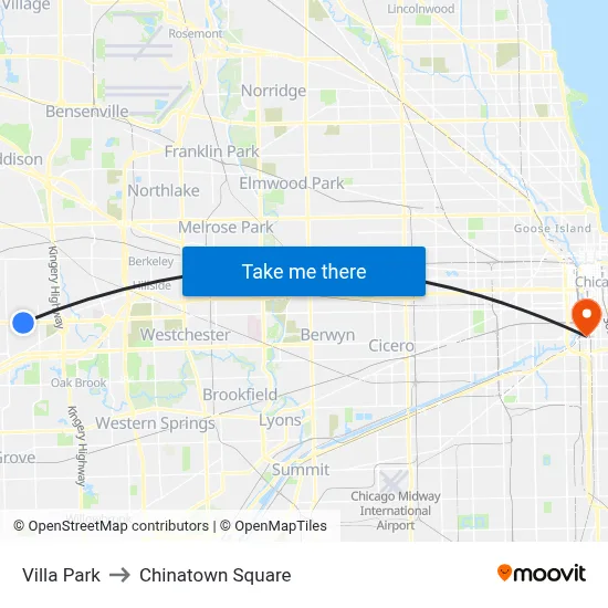 Villa Park to Chinatown Square map