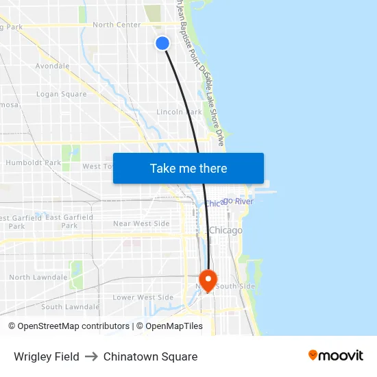 Wrigley Field to Chinatown Square map
