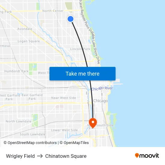 Wrigley Field to Chinatown Square map