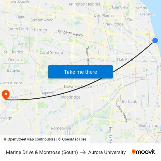 Marine Drive & Montrose (South) to Aurora University map