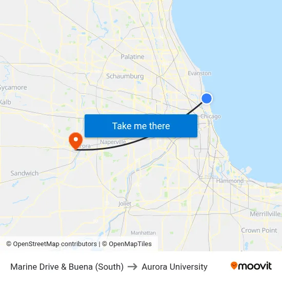 Marine Drive & Buena (South) to Aurora University map