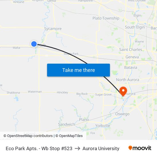 Eco Park Apts. - Wb Stop #523 to Aurora University map