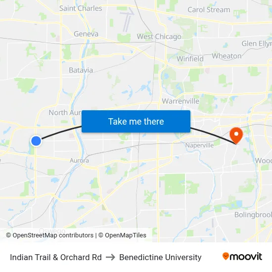 Indian Trail & Orchard Rd to Benedictine University map