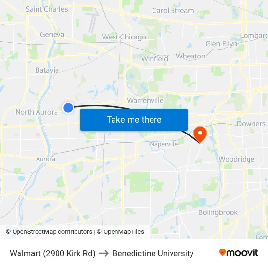 Walmart (2900 Kirk Rd) to Benedictine University map