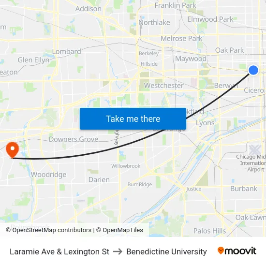 Laramie Ave & Lexington St to Benedictine University map