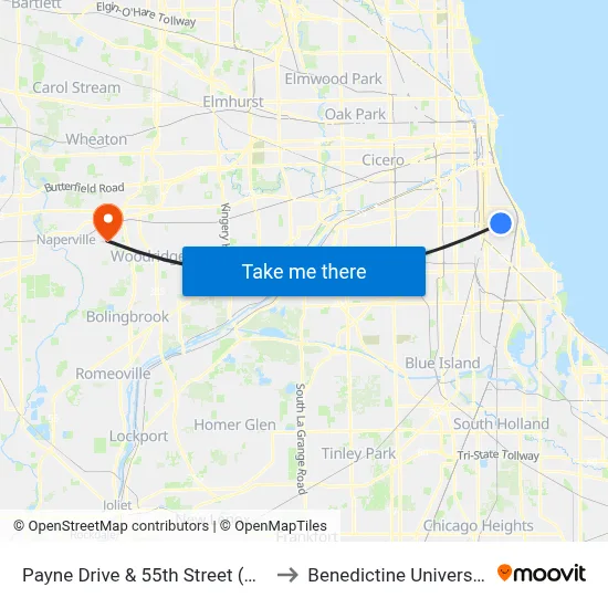 Payne Drive & 55th Street (Ne) to Benedictine University map