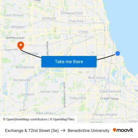 Exchange & 72nd Street (Se) to Benedictine University map