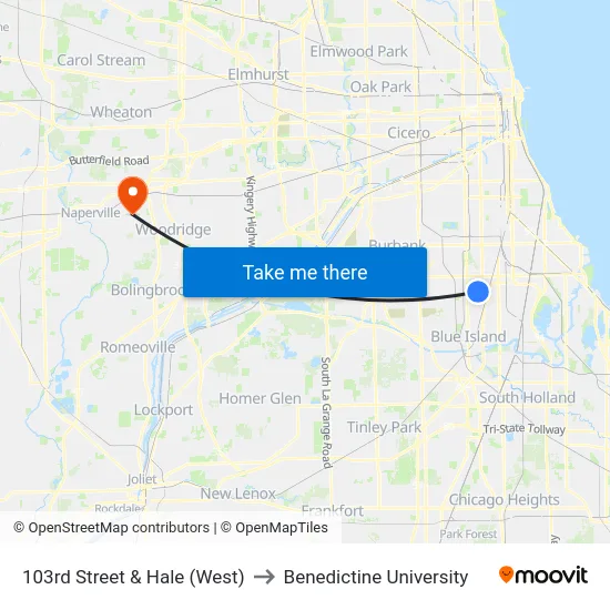 103rd Street & Hale (West) to Benedictine University map