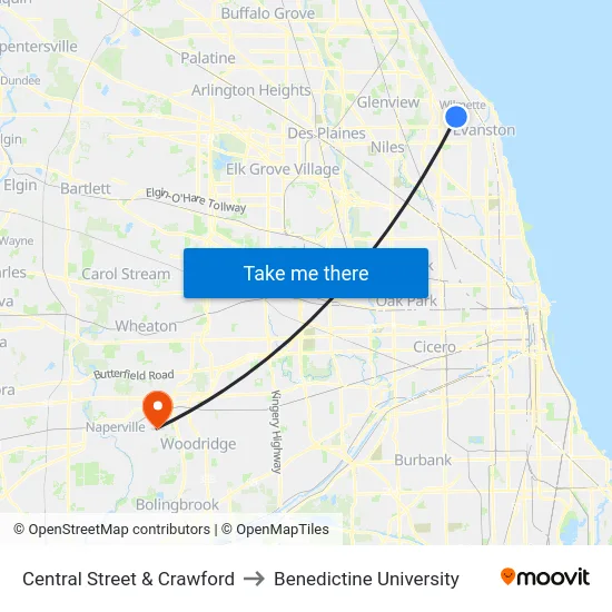 Central Street & Crawford to Benedictine University map