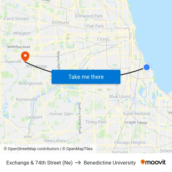 Exchange & 74th Street (Ne) to Benedictine University map