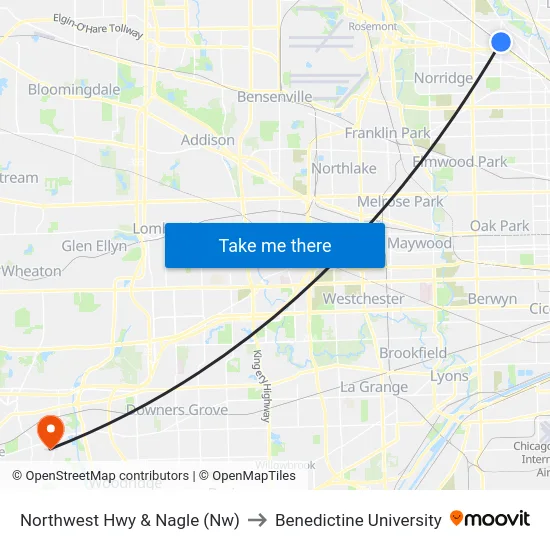Northwest Hwy & Nagle (Nw) to Benedictine University map