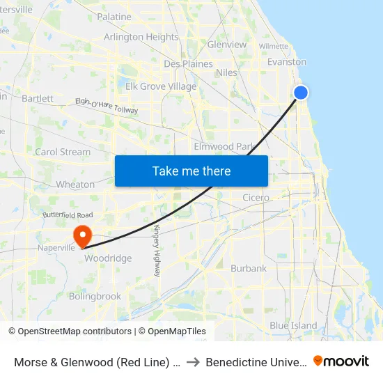 Morse & Glenwood (Red Line) (East) to Benedictine University map