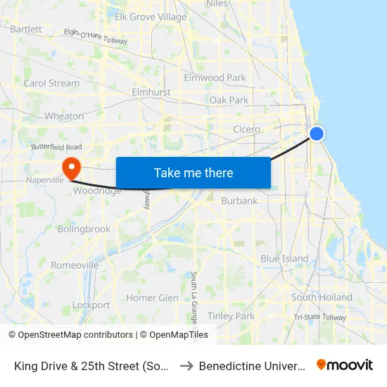 King Drive & 25th Street (South) to Benedictine University map