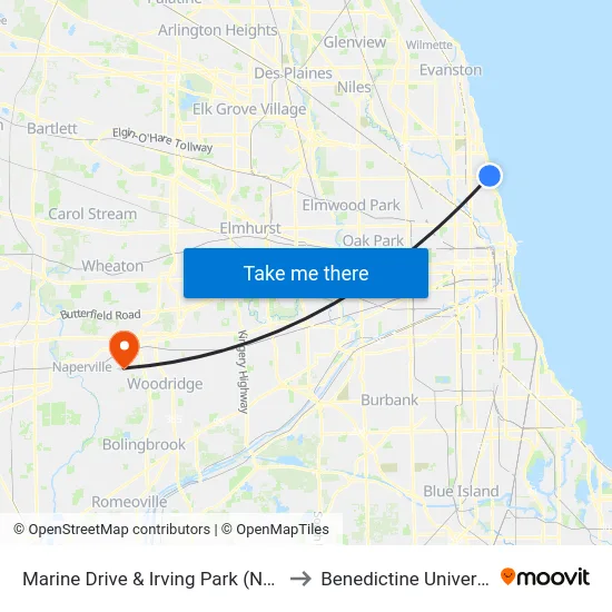 Marine Drive & Irving Park (North) to Benedictine University map