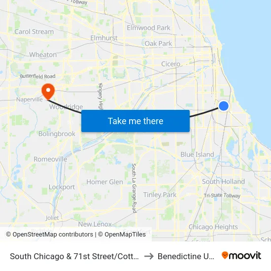 South Chicago & 71st Street/Cottage Grove (Se) to Benedictine University map