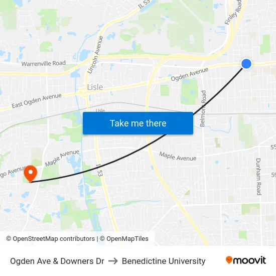 Ogden Ave & Downers Dr to Benedictine University map