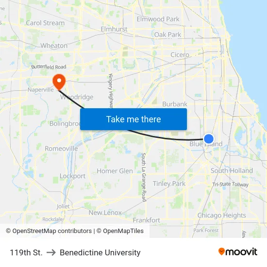 119th St. to Benedictine University map