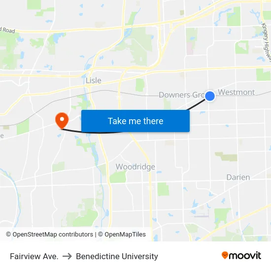 Fairview Ave. to Benedictine University map