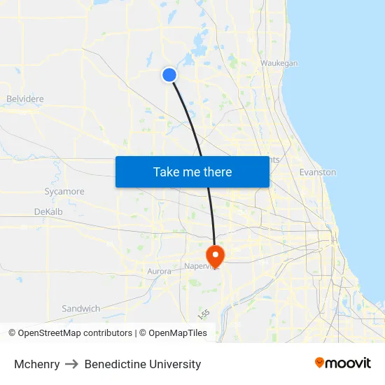 Mchenry to Benedictine University map