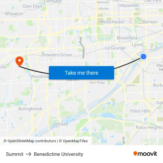 Summit to Benedictine University map