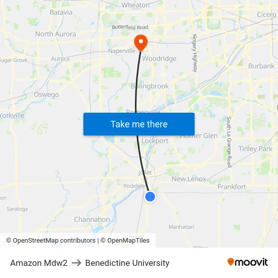 Amazon Mdw2 to Benedictine University map