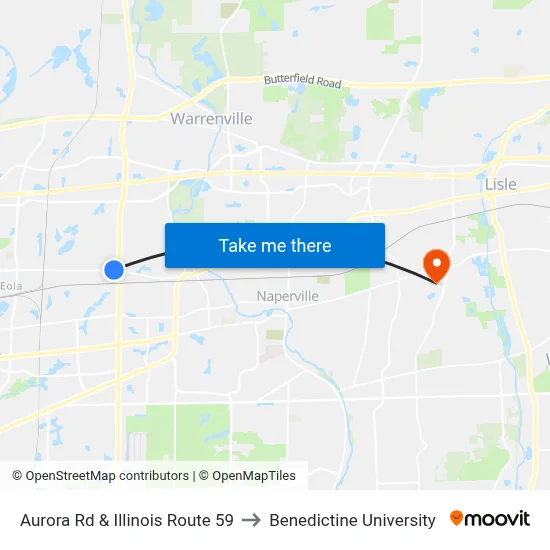 Aurora Rd & Illinois Route 59 to Benedictine University map