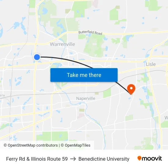 Ferry Rd & Illinois Route 59 to Benedictine University map