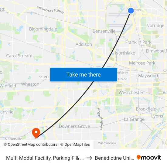 Multi-Modal Facility, Parking F & Rental Cars to Benedictine University map