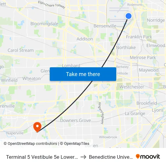 Terminal 5 Vestibule 5e Lower Level to Benedictine University map