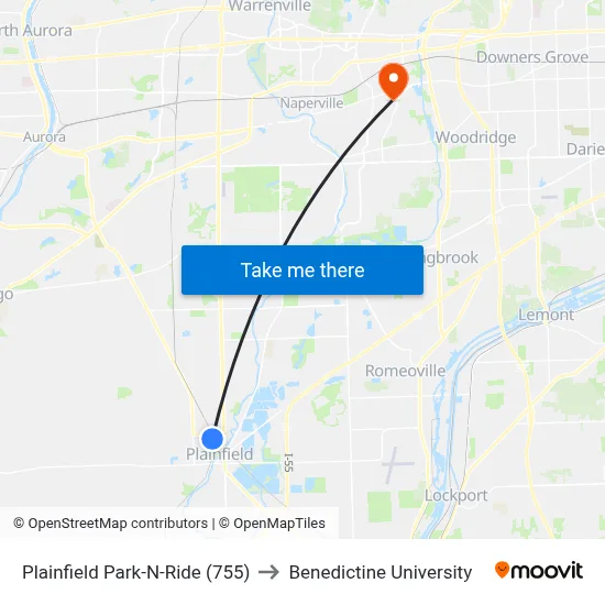 Plainfield Park-N-Ride (755) to Benedictine University map