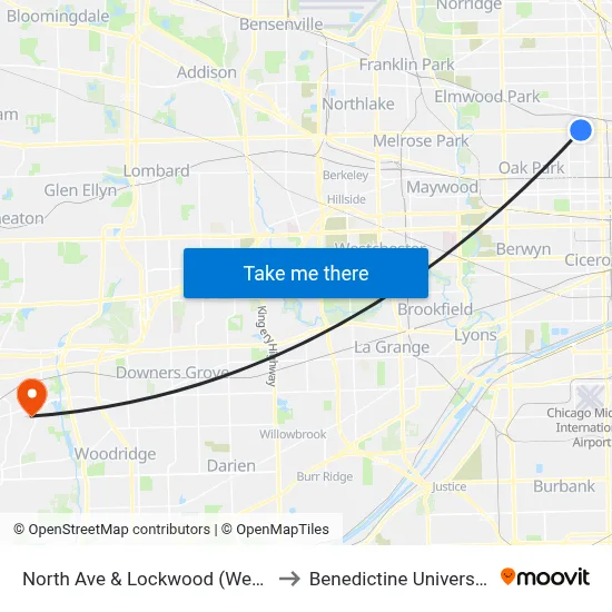 North Ave & Lockwood (West) to Benedictine University map
