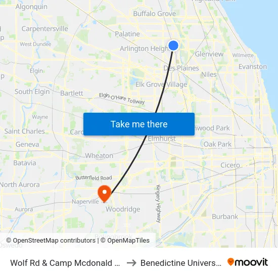 Wolf Rd & Camp Mcdonald Rd to Benedictine University map