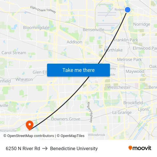 6250 N River Rd to Benedictine University map