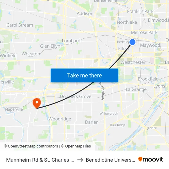 Mannheim Rd & St. Charles Rd to Benedictine University map