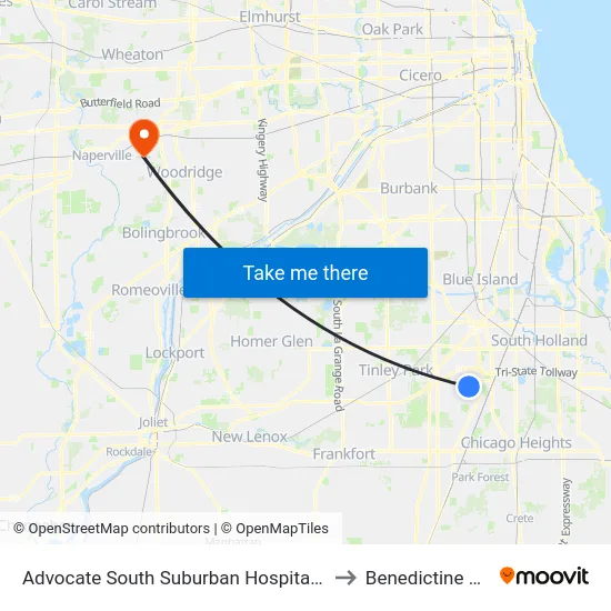 Advocate South Suburban Hospital (S)(17800 Kedzie) to Benedictine University map