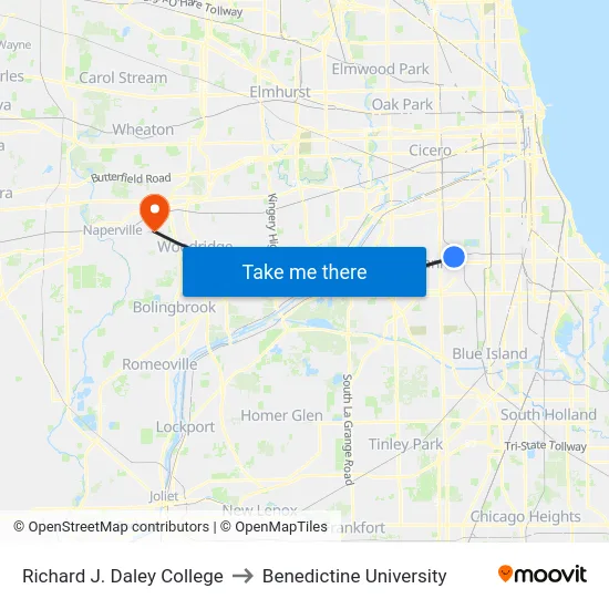 Richard J. Daley College to Benedictine University map