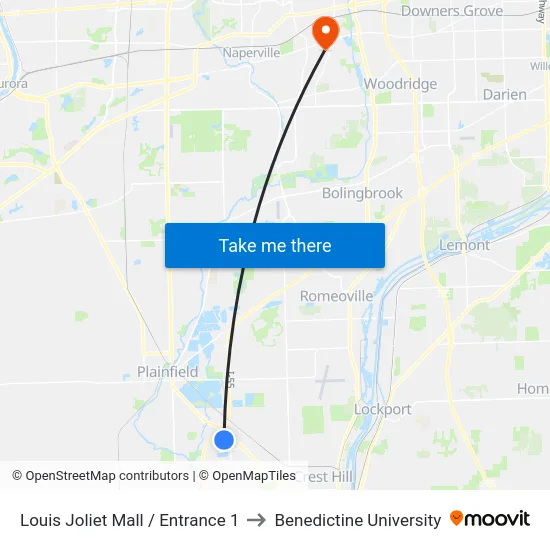 Louis Joliet Mall / Entrance 1 to Benedictine University map