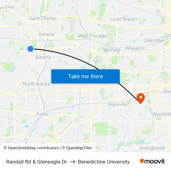 Randall Rd & Gleneagle Dr to Benedictine University map