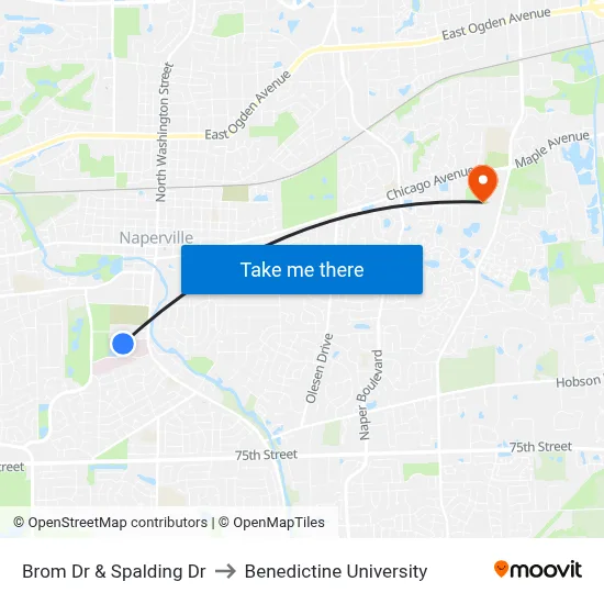 Brom Dr & Spalding Dr to Benedictine University map