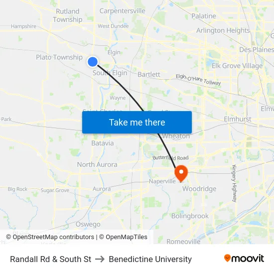 Randall Rd & South St to Benedictine University map