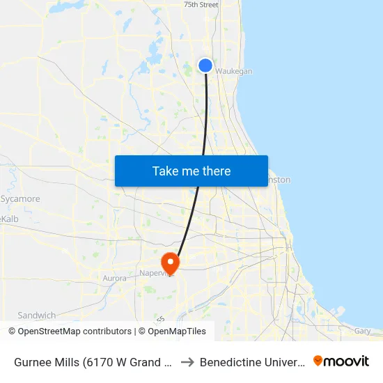 Gurnee Mills (6170 W Grand Ave) to Benedictine University map