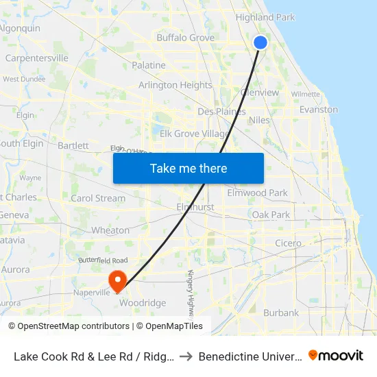 Lake Cook Rd & Lee Rd / Ridge Rd to Benedictine University map